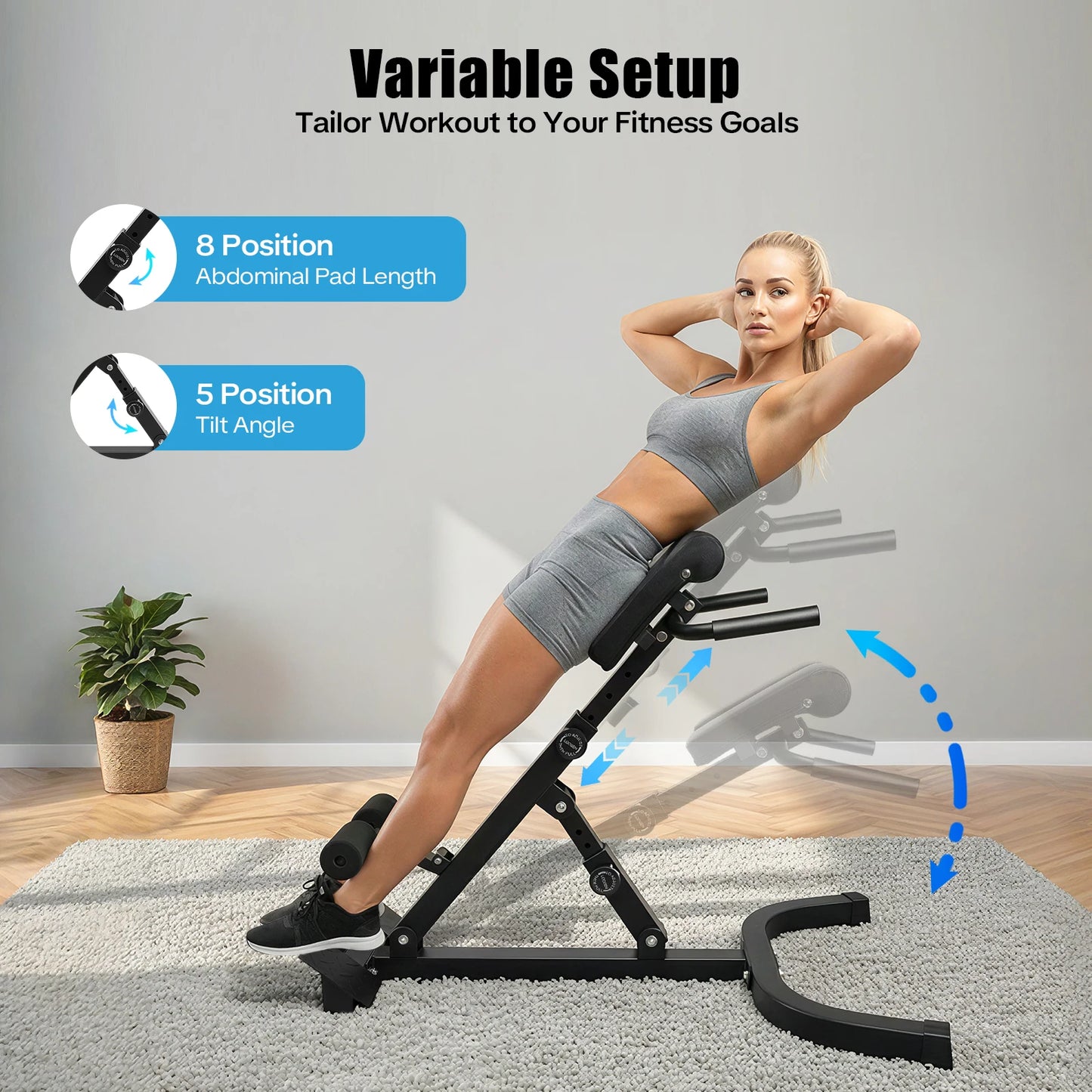 Multi-Functional Bench for Full All-in-One Body Workout – Hyper Back Extension Roman Chair Adjustable Ab Sit up Bench