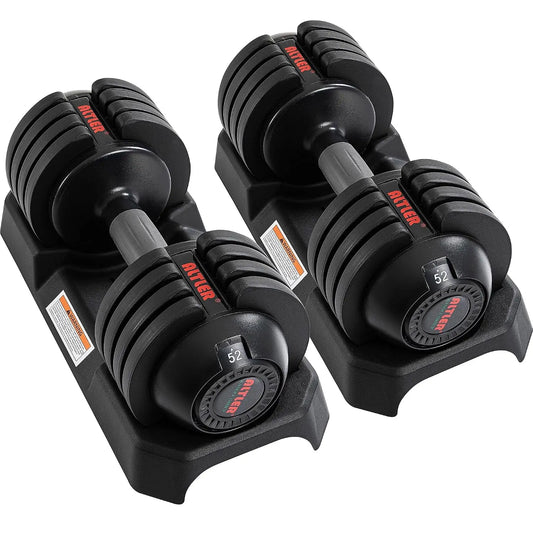 Adjustable Dumbbell Set, 25/52LB Pair with Tray for Workout Strength Training Fitness, Adjustable Weight Dial Dumbbell, Custom