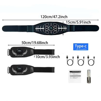 Abdominal Toning Belt Smart Abs Muscle Toner Body Arm Massage Fitness Belt USB Recharge Home Gym Office Workout Equipment Unisex