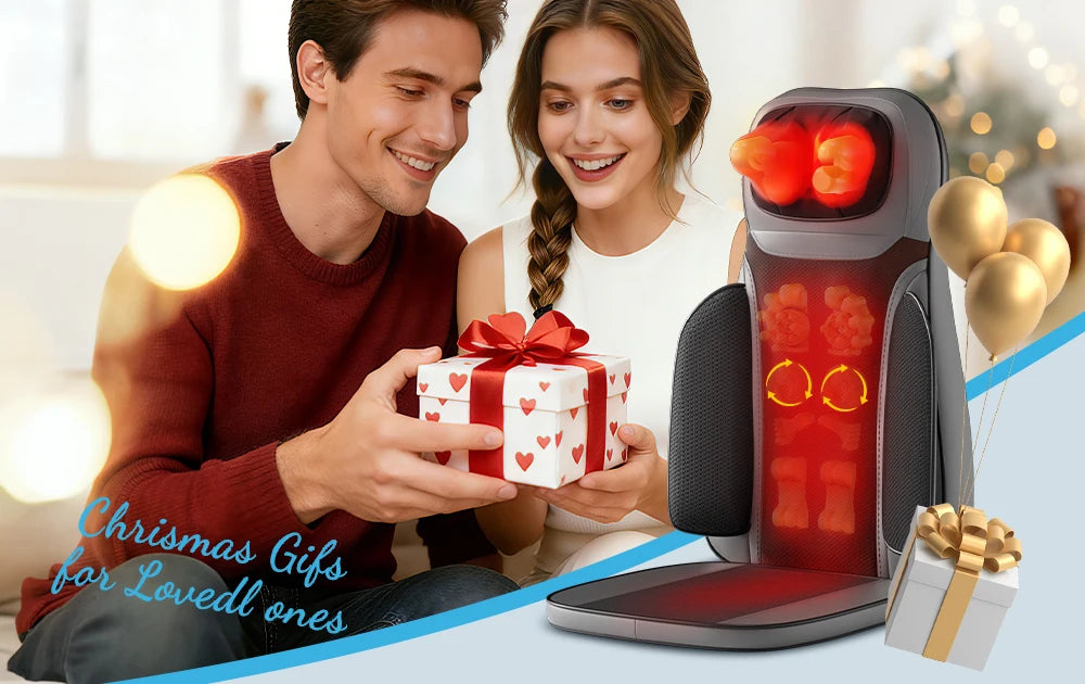 Shiatsu Neck Back Massager with Heat, Adjustable Massage Chair Pad Back Support Massage Seat Cushion for Full Body Massager Gifts for Dad Mom, Adjustable Intensity and Height for Office Chair and Home Use