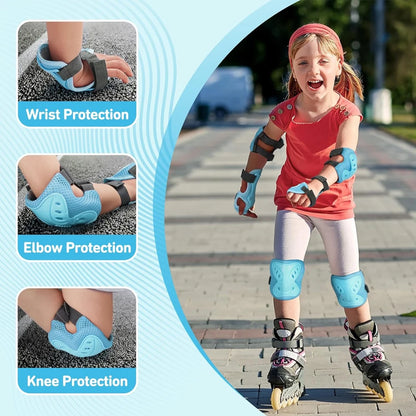 Knee Pads Elbow Pads with Wrist Guards for Ages 3-10| 6-in-1 Safety Protective Gear for Skating, Cycling, Biking, Roller Skates