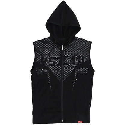 Vszap Summer Coat Sports Fitness Hooded Sleeveless Fighting MMA Slim-Fitting Cardigan Vest Blade Battle Suit