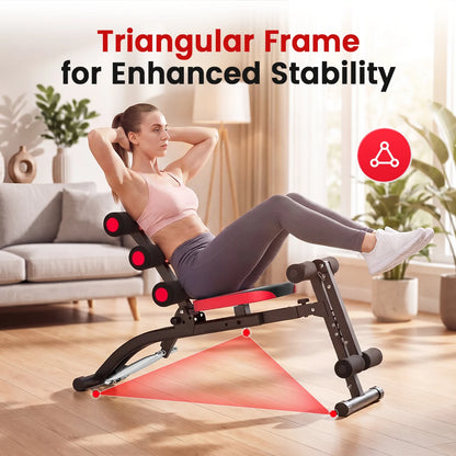 6 in1 4-Level Adjustable Ab Workout Bench, Foldable Core Trainer for Home Gym, 300LB Capacity Full Body Exercise Machine, Compact Multifunctional Abdominal Workout Equipment for Abs, Legs, Glutes