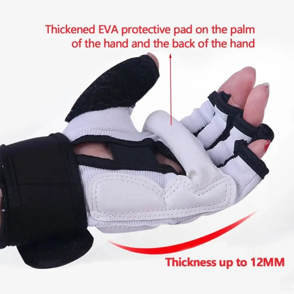 Half Finger Boxing Gloves PU Leather Foot Protector Taekwondo Gloves Karate Muay Thai Training Workout Gloves
