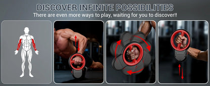 3-in-1 Upper Body Strength Trainer - Detachable Rotator Burn Machine, 360°Hand-Crank Forearm Trainer & Resistance Band, Portable Home/Gym Equipment for Men & Women