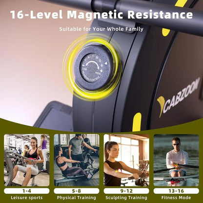 Silent Magnetic Rowing Machine 265LB Capacity 16 Resistance Levels Tablet Holder Home Gym Cardio Full Body Workout Equipment