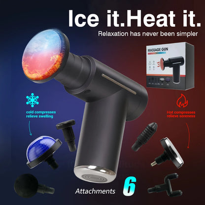 Deep Tissue Massage Gun with Heat Cold 6 Speeds Handheld Percussion Massager Fascia Gun For Body Back Neck Leg Massage Tools
