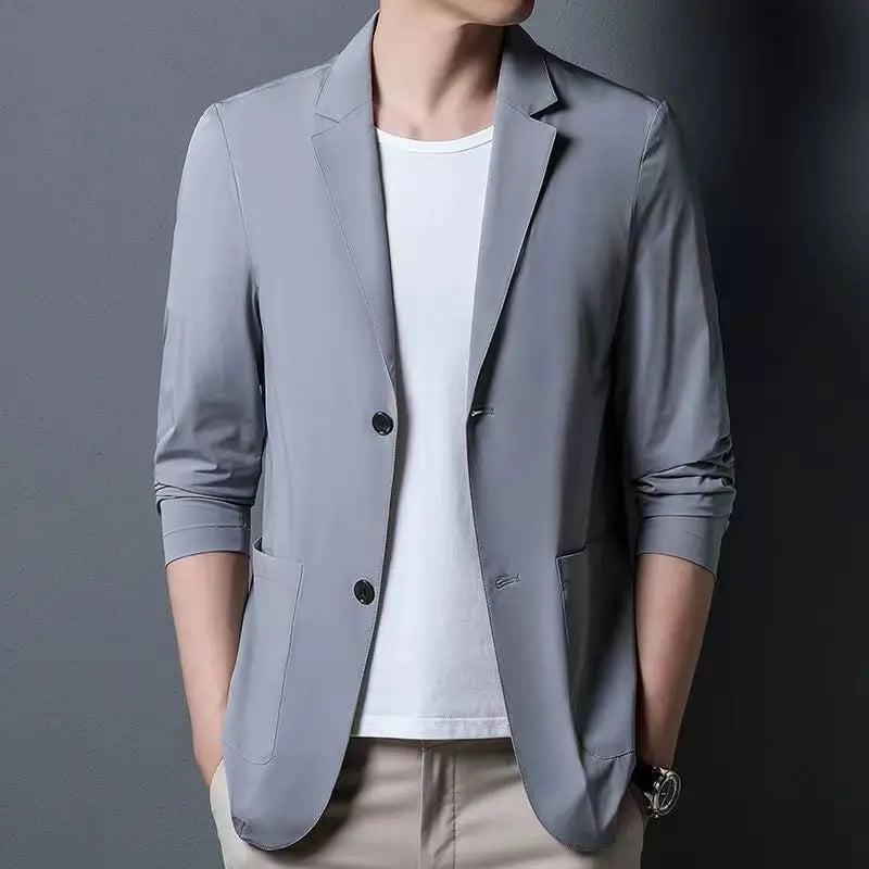 Men's Ice Silk Western-style Clothes Casual Suit Jackets Breathable Sun Protection Coats Lightweight Spring Summer Men Clothing