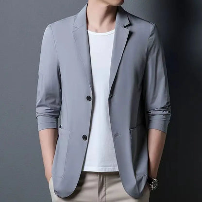 Men's Ice Silk Western-style Clothes Casual Suit Jackets Breathable Sun Protection Coats Lightweight Spring Summer Men Clothing