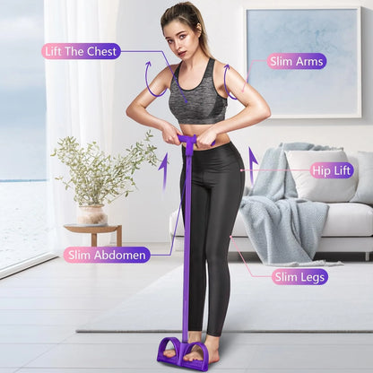 4-Tube Pedal Resistance Band Multifunction Tension Rope Elastic Yoga Puller Home Gym Body Stretching Trainer Workout Equipment