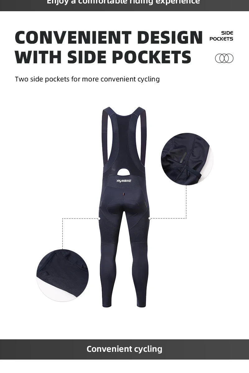 YKYWBIKE Men's Cycling Bib Long Pants Spring Autumn Long Cycling Pants Bib Road Bike Pants Bib Tights Cycling Bib Pants