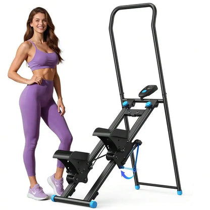 New Version Of Home Fitness Stair Step Machine, Vertical Climbing Machine Workout Equipment, Sliding Machine Suitable For Full-Body Exercise , Compact And Foldable, Adjustable Stride Length, Adjustable Resistance  & Pedals, S