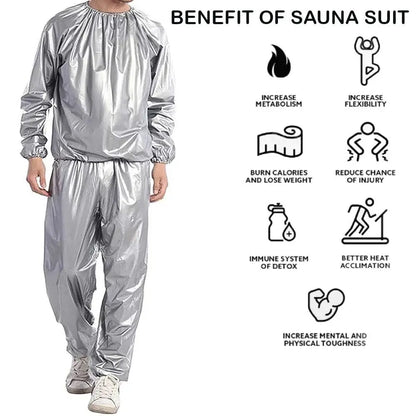 Sport Suit Men Women PVC Sauna Suit Long Sleeve Elastic Waist Summer Men's Top Pants Set Sweat Suit Weight Loss Fitness Clothing