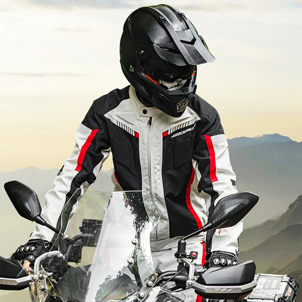 HEROBIKER Waterproof Motorcycle Jacket Man Racing jacket Wearable Motorcycle Pants Moto Jacket  With EVA Protection
