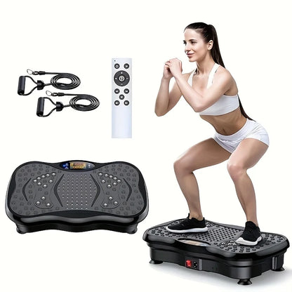 Exercise Machine with Resistance Bands Compact Vibration Platform for Full-Body Workout Home Office Gym USB Powered No Battery