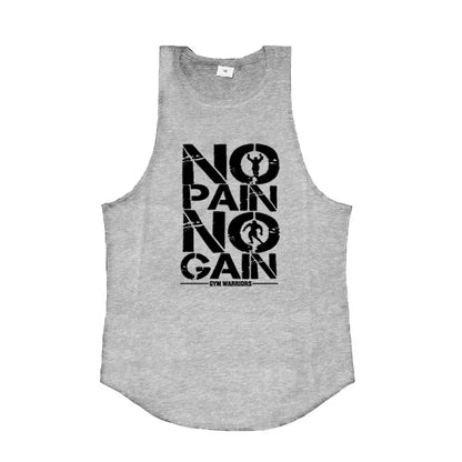 Muscle Summer No Pain No Gain Quick Dry Bodybuilding Stringer Tank Top Men Fitness Sleeveless Shirts Y Back Gym Running Clothing