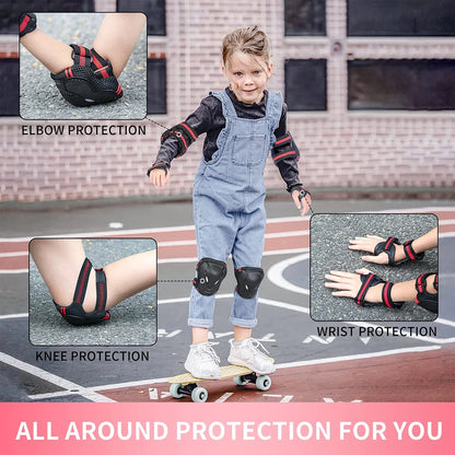 6PCS Knee & Elbow Pads Set with Wrist Guards - Multi-Sport Protective Gear for Kids/Adults - Cycling, Skating, Riding Safety