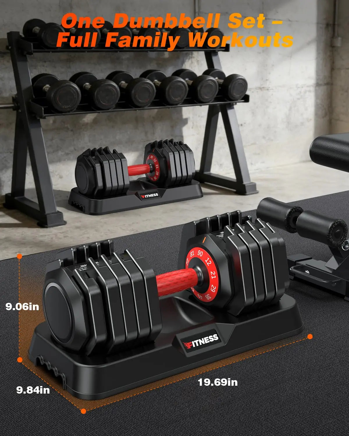 Adjustable Dumbbell Set for Home Gym Strength Training, Custom