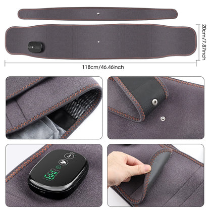 Heating Vibration Massager Belt, Dual Red Light Hot Compress Waist Support Brace Waist Back Massage Lumbar Support Belt