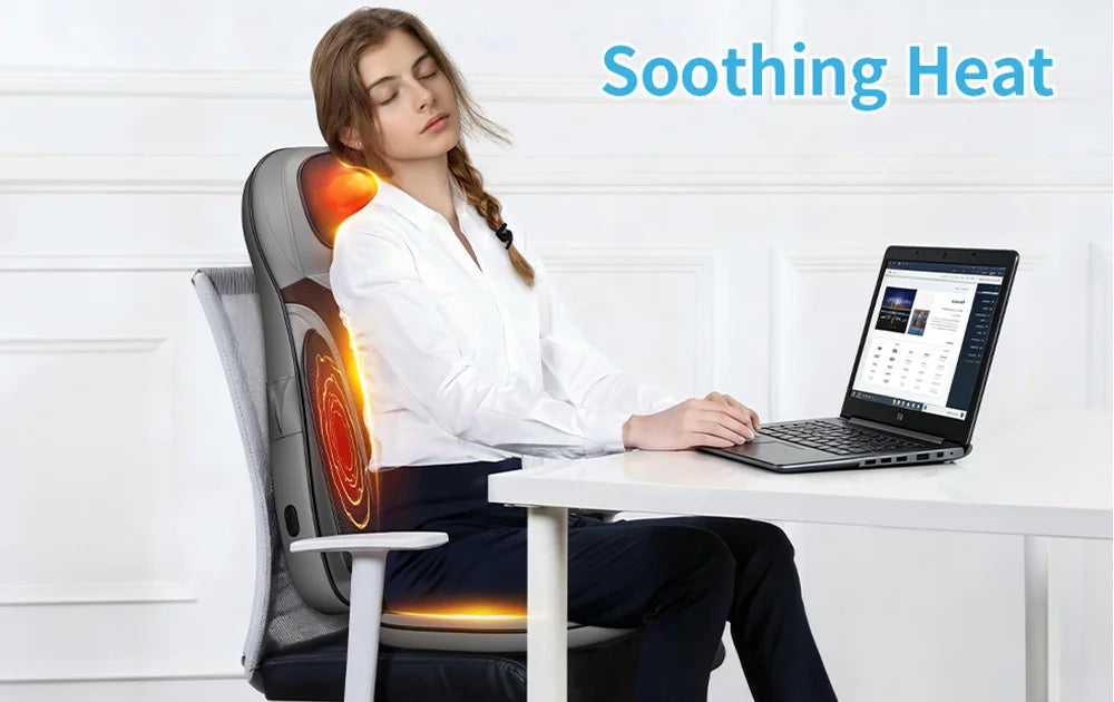 Shiatsu Neck Back Massager with Heat, Adjustable Massage Chair Pad Back Support Massage Seat Cushion for Full Body Massager Gifts for Dad Mom, Adjustable Intensity and Height for Office Chair and Home Use