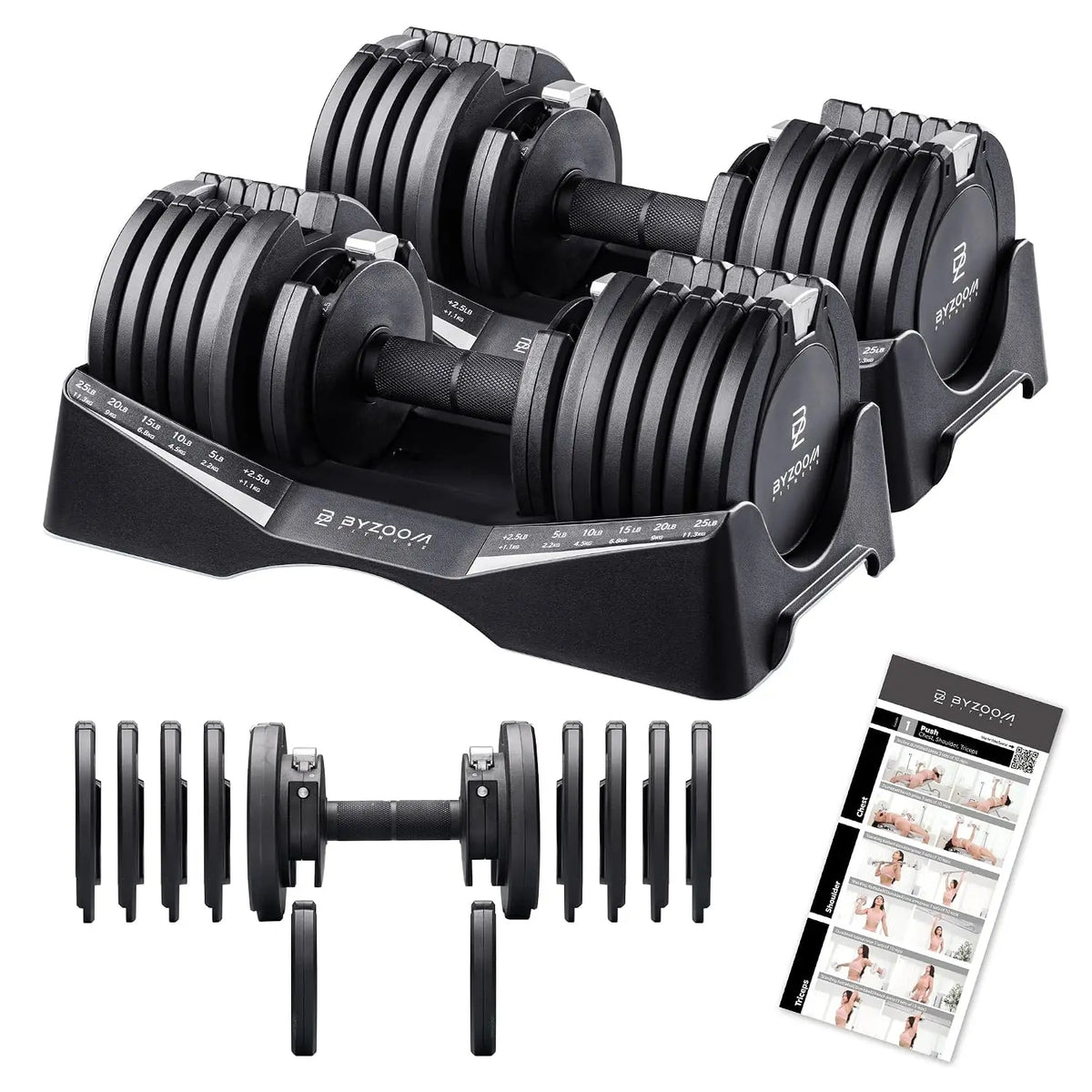 Pure Series Adjustable Dumbbell - 12.5/25/27.5/50/55/75lb - ONE UNIT OR PAIR(check QTY before purchase) - 5-in-1/, Custom