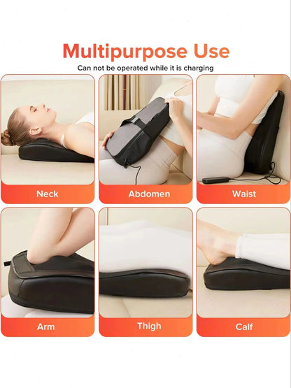 LINGTENG Heat Therapy + 3D Kneading Back Massager, Fits the Curves of Your Neck, Shoulders, Back, and Legs, 2500mAh Lithium Battery with USB Charging, Long-Lasting Power. Perfect for Office Workers and Elders, an Ideal Christ