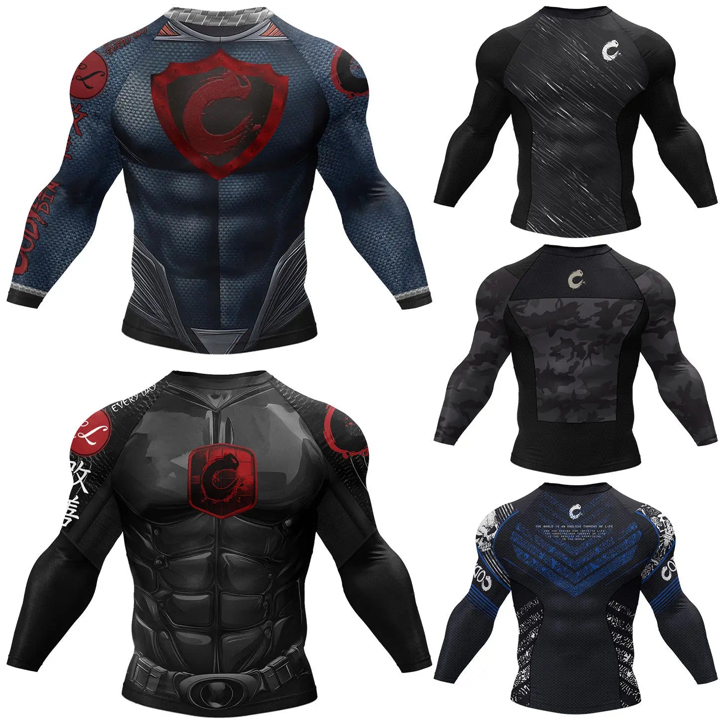 Bjj Rash Guards Mens Jiu Jitsu MMA T-shirt Rashguard No Gi Long Sleeve Men Boxing Running Training T-shirts Strech Sport Tees