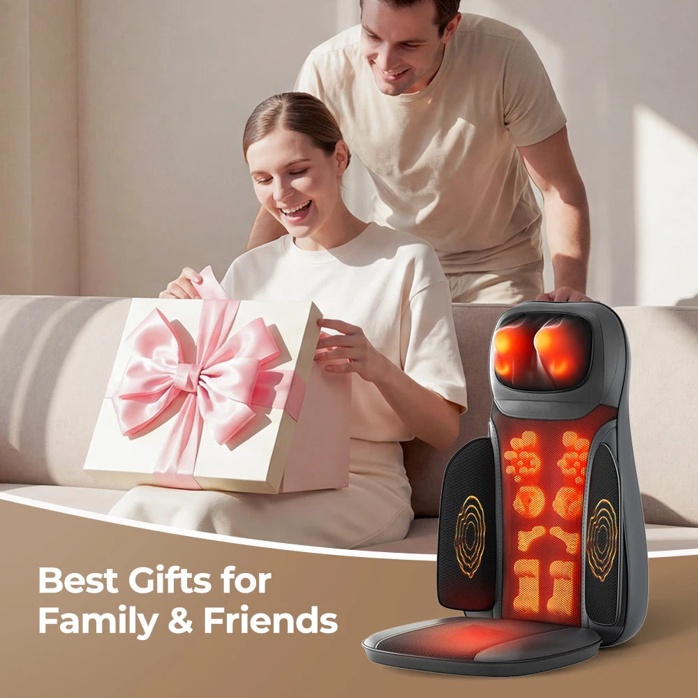 Shiatsu Neck Back Massager with Heat, Adjustable Massage Chair Pad Back Support Massage Seat Cushion for Full Body Massager Gifts for Dad Mom, Adjustable Intensity and Height for Office Chair and Home Use