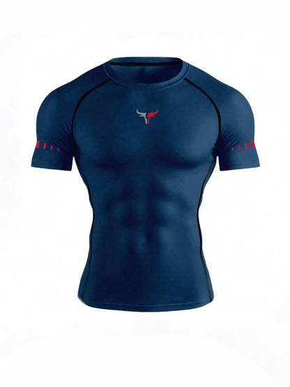 Men's Compression T-Shirt Quick Dry Breathable Elastic Gym Tee Multi Colors Available for All Seasons Running Fit Single Piece