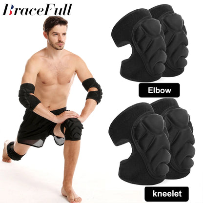 1Pair Elbow Knee Pads Brace Support for Gardening,Cleaning,Volleyball,Anti Slip Collision Avoidance Kneepads with Thick EVA Foam