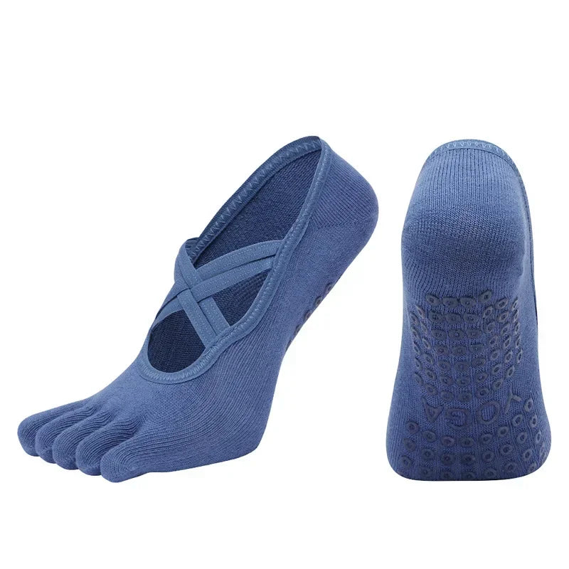 Yoga Socks Backless Breathable Bandage Low Cut Pilates Socks Women Silicone Anti-slip Five-Finger Gym Fitness Dance Sports Socks