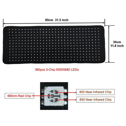 Large Red Light Therapy Pad, Dual Chip 660&850 nm Red&Infrared Light Therapy for Body Back Waist Shoulder Knee Joint Pain Relief