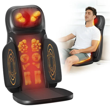 Shiatsu Neck Back Massager with Heat, Adjustable Massage Chair Pad Back Support Massage Seat Cushion for Full Body Massager Gifts for Dad Mom, Adjustable Intensity and Height for Office Chair and Home Use