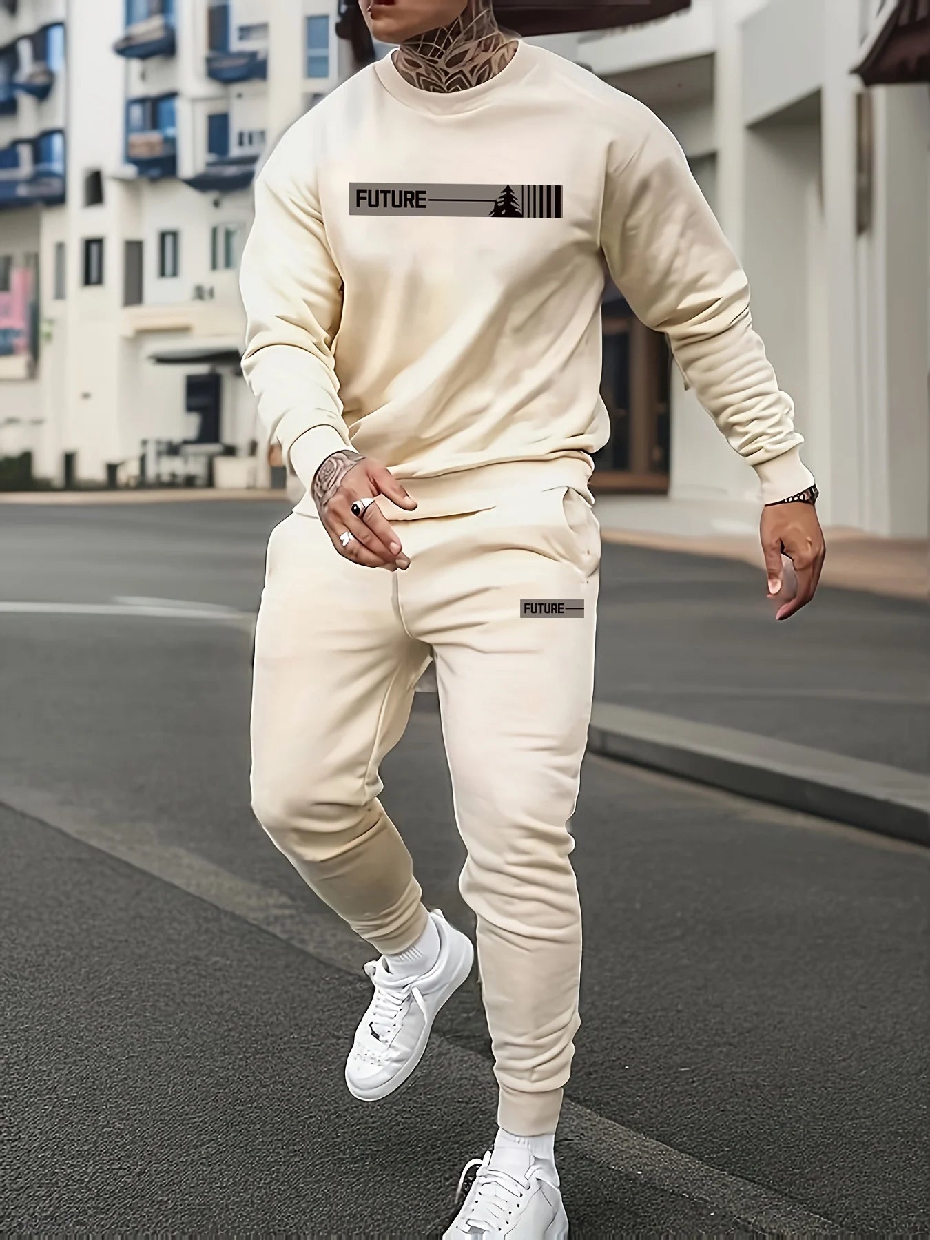 Printed men's two-piece fashion clothing set printed hoodie and sweatpants sweatshirt and jogging pants set clothes for men