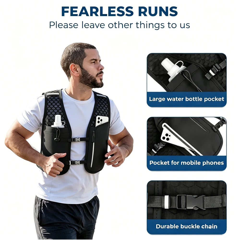 Lightweight Running Hydration Vest Reflective Trail Marathon Backpack with Bottle Pockets for Men Women Cycling Hiking