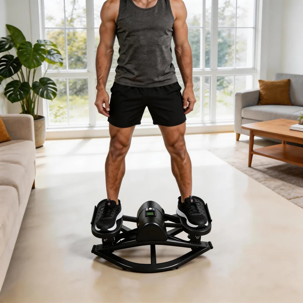 Mini Stepper Machine with Resistance Bands, Stair Stepper with LCD Monitor, Portable Home Fitness Equipment for Full-Body Workout, Legs & Buttocks Cardio Training, Black