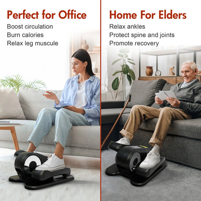 Under Desk Elliptical Machine Portable Mini Leg Exerciser Fully Assembled Quiet Electric Seated Pedal with Remote Control and LCD Display 12 Manual and Automatic Modes for Teens Seniors and Adults