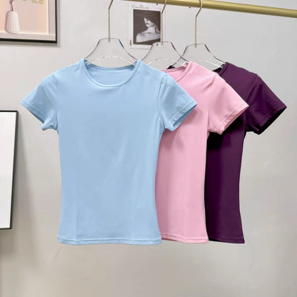 Women's Outdoor Sports Shirt Yoga Wear Fitness T-Shirt Quick Dry Running T-Shirt Workout Top Female Sportswear Exercise Clothing