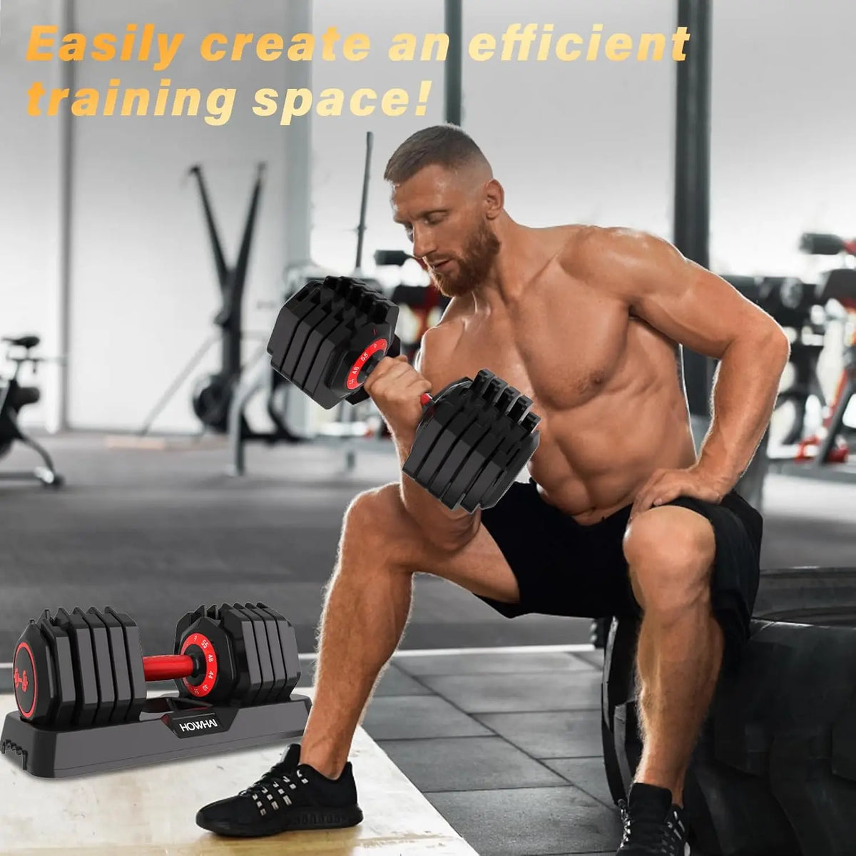 55lb Adjustable Dumbbell, 10 in 1 Hand Adjustable Weights Dumbbell with Anti-Slip Texture Handle, Exercise & Fitness, Custom