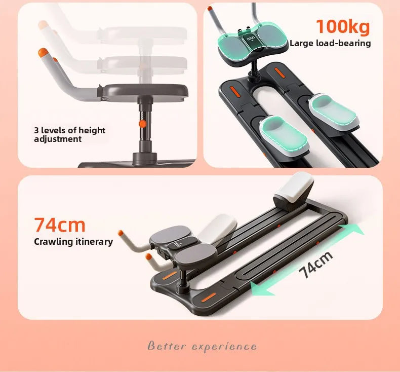 Silent Crawling Machine for Waist Slim, Home Indoor Core Ab Workout Trainer, Multi-Functional Crocodile SitUps Fitness Equipment