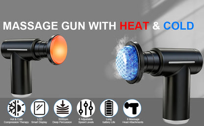 Deep Tissue Massage Gun with Heat Cold 6 Speeds Handheld Percussion Massager Fascia Gun For Body Back Neck Leg Massage Tools