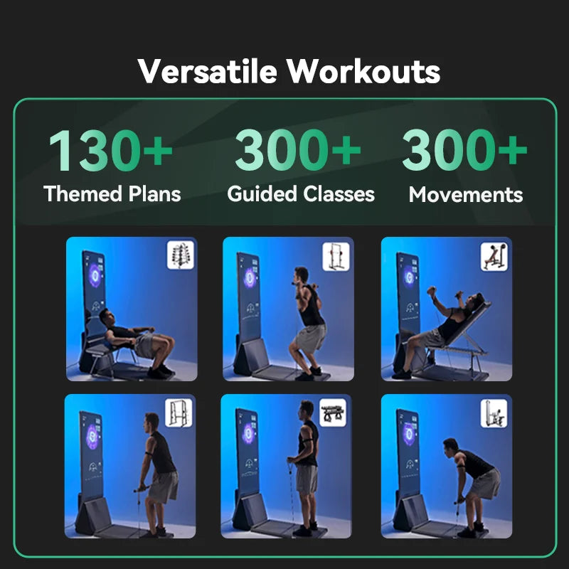 Home Gym Kit with Resistance Fitness Mirrors for Home Workout and Gym Floor Exercise