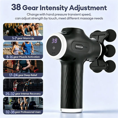 Mini 6-Heads Fascia Gun 38 Level High Frequency Vibration Body Massage Gun Muscle Relaxation Shoulde Waist Back Leg Arm Massager