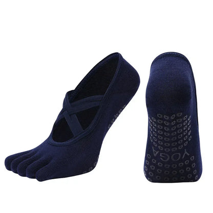 Yoga Socks Backless Breathable Bandage Low Cut Pilates Socks Women Silicone Anti-slip Five-Finger Gym Fitness Dance Sports Socks
