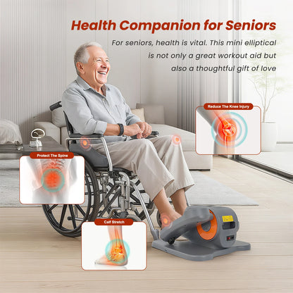Under-Desk Elliptical Machine Portable Mini Elliptical 12 Manual Modes 3+12-Level 3 Auto Modes Elliptical Leg Exerciser for Seniors and Office Workers – for Rehabilitation & Fitness