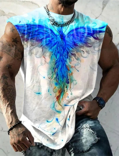 Outdoor Sacred Beast Phoenix Print Sports Quick Dry Sleeveless Breathable Vest Men's Clothing Fashion Four Seasons Y2K Fnaf Gym