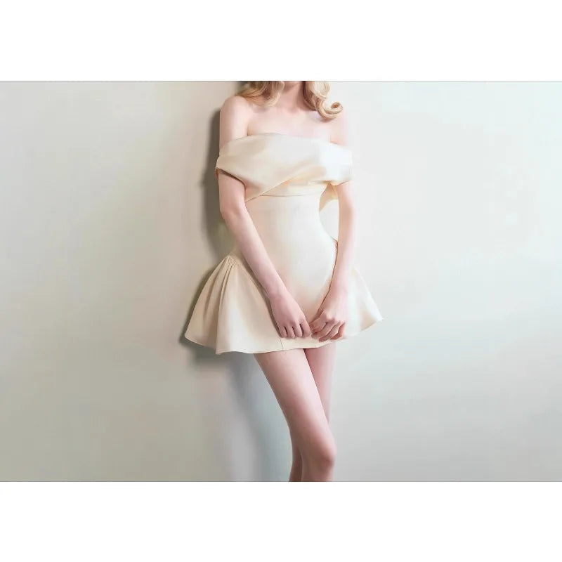 Women's Clothing 2026 Autumn French Sexy Pure Desire Sweet Temperament Waist Satin Dress Short Skirt