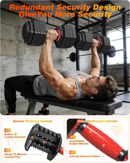 Adjustable Dumbbell Set for Home Gym Strength Training, Custom