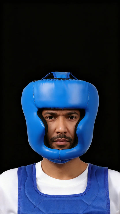 Thickened Full Cover Boxing Headguard PU Leather Shockproof Helmet Muay Thai Sanda Taekwondo Sparring Protective Gear