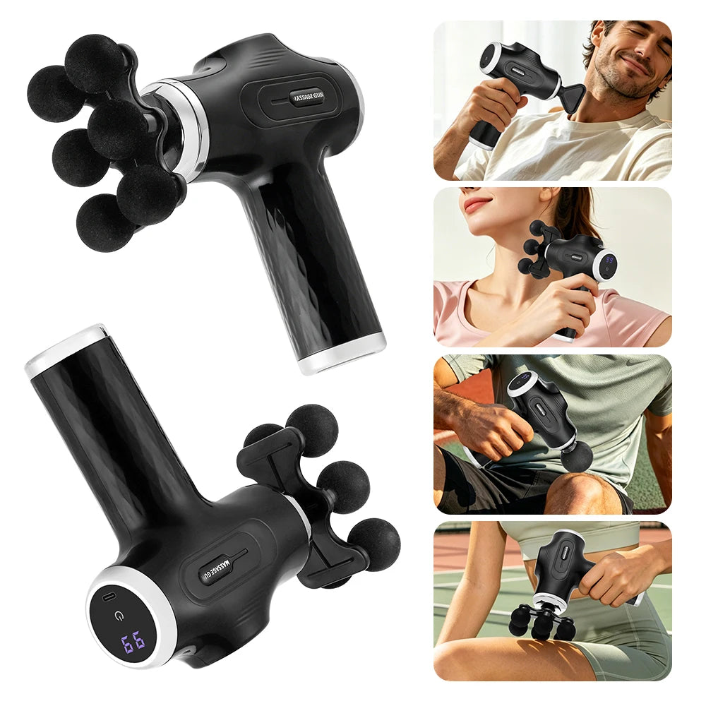 High Power Fascia Massage Gun Replaceable Massage Heads High-Frequency Vibration Body Massage Gun Full Body Muscle Relaxation
